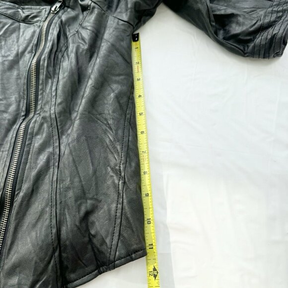 Costa Blanca Vegan Leather Black Jacket Wrinkled Look Size Large - Picture 6 of 16
